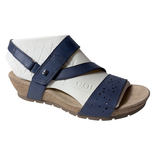 Earth Origins Shoes - Earth Origins Kendra Khloe Sapphire Blue Leather Wedge Sandals Womens 11M New